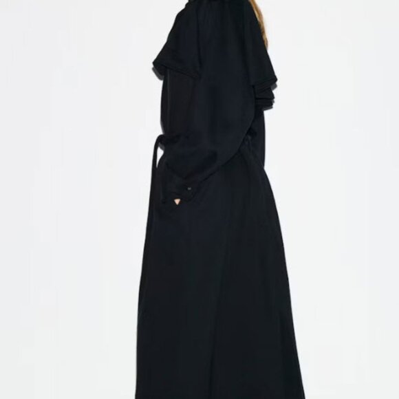 NWT SKIMS BOYFRIEND FLEECE OVERSIZED TRENCH COAT ONYX - Picture 5 of 9